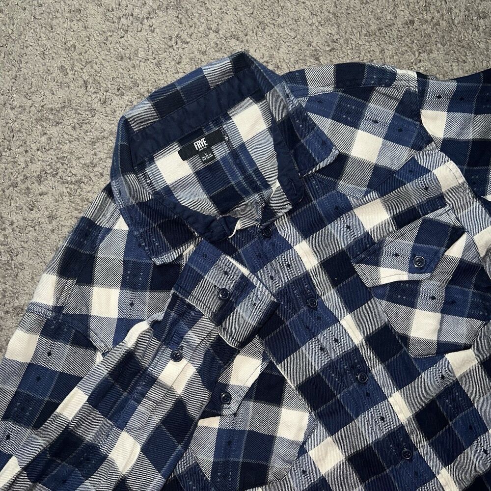 Frye Men's Flannel Shirt‎ Jacquard Flannel Deep Night Sky Large